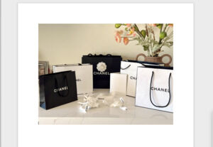 Chanel Shopping Gift Bags (5) Camellias & Ribbon (2) Chanel Card (1) Lot of 8